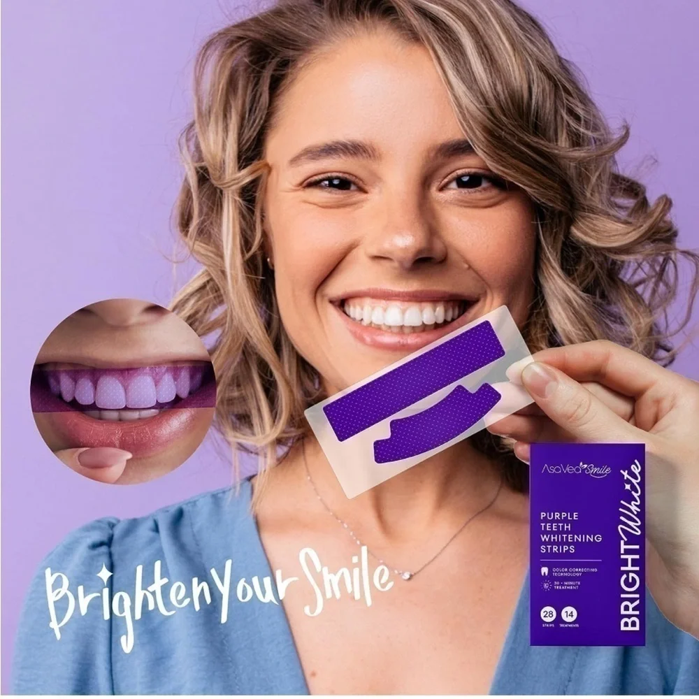 Brand New Bright White Bundle Purple Color Correcting Foam & Whitening Strips